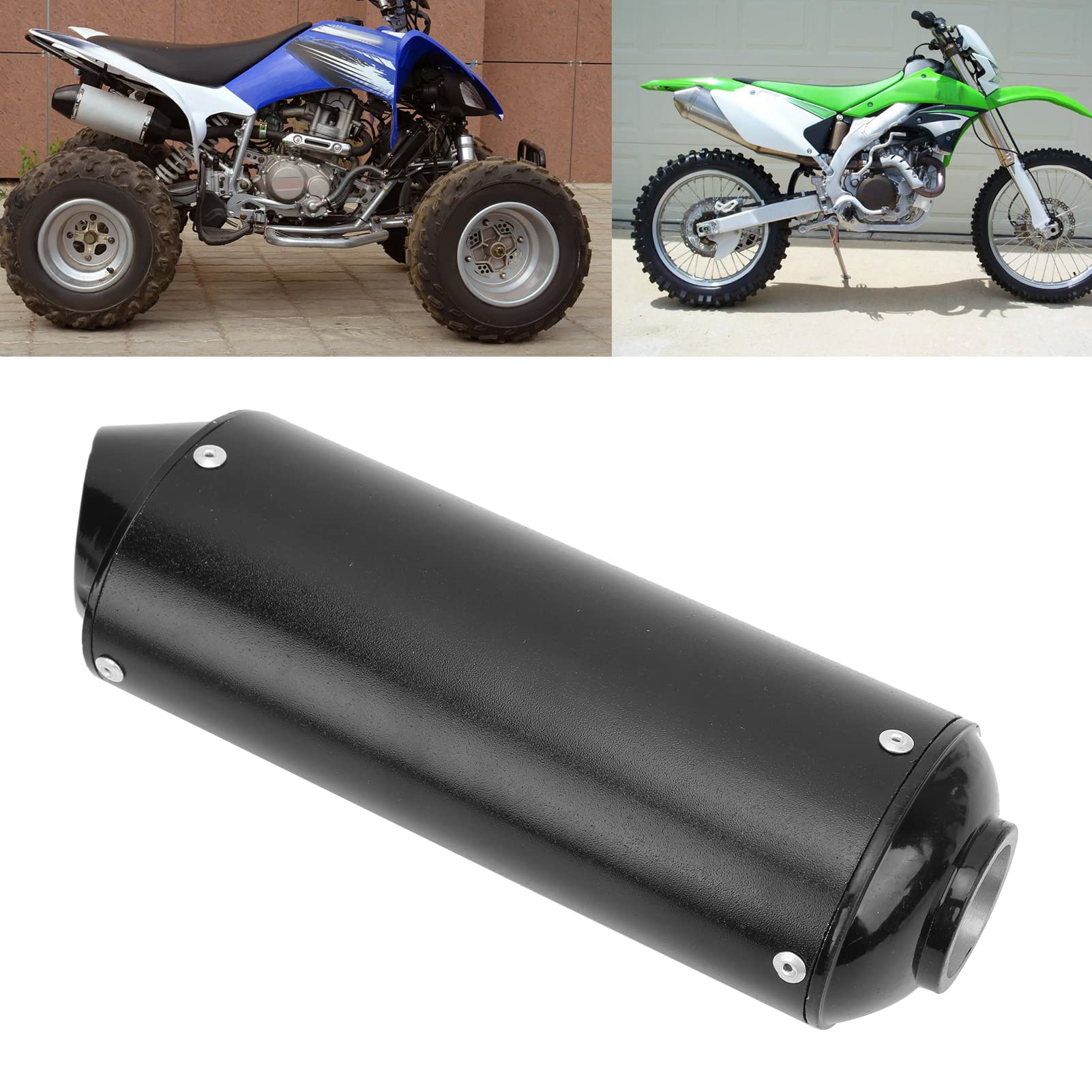 Terminale di Scarico Universale per Moto, Silenziatore Nero, 32 mm, Compatibile con ATV e Pit Bike