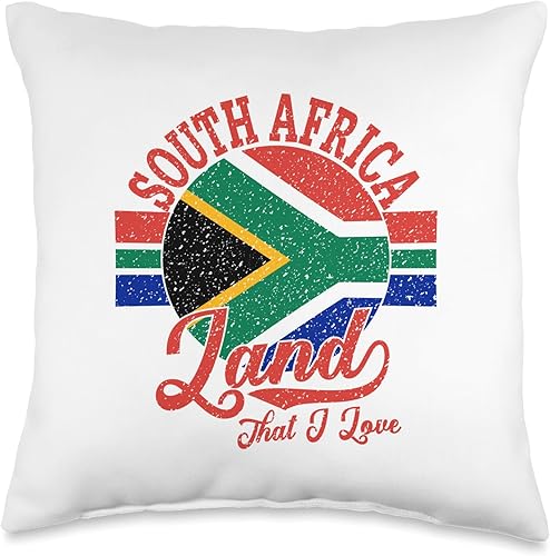 South Africa Teez Africa Land That I Love with South African Flag Pride Throw Pillow, 16x16, Multicolor