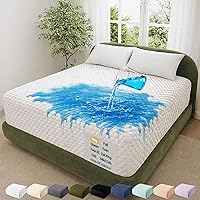 Vista 22 de OhGeni - Protector de colchón 100 % impermeable, almohadilla suave para colchón tamaño individual, resistente al pelo de mascotas y a la enuresis