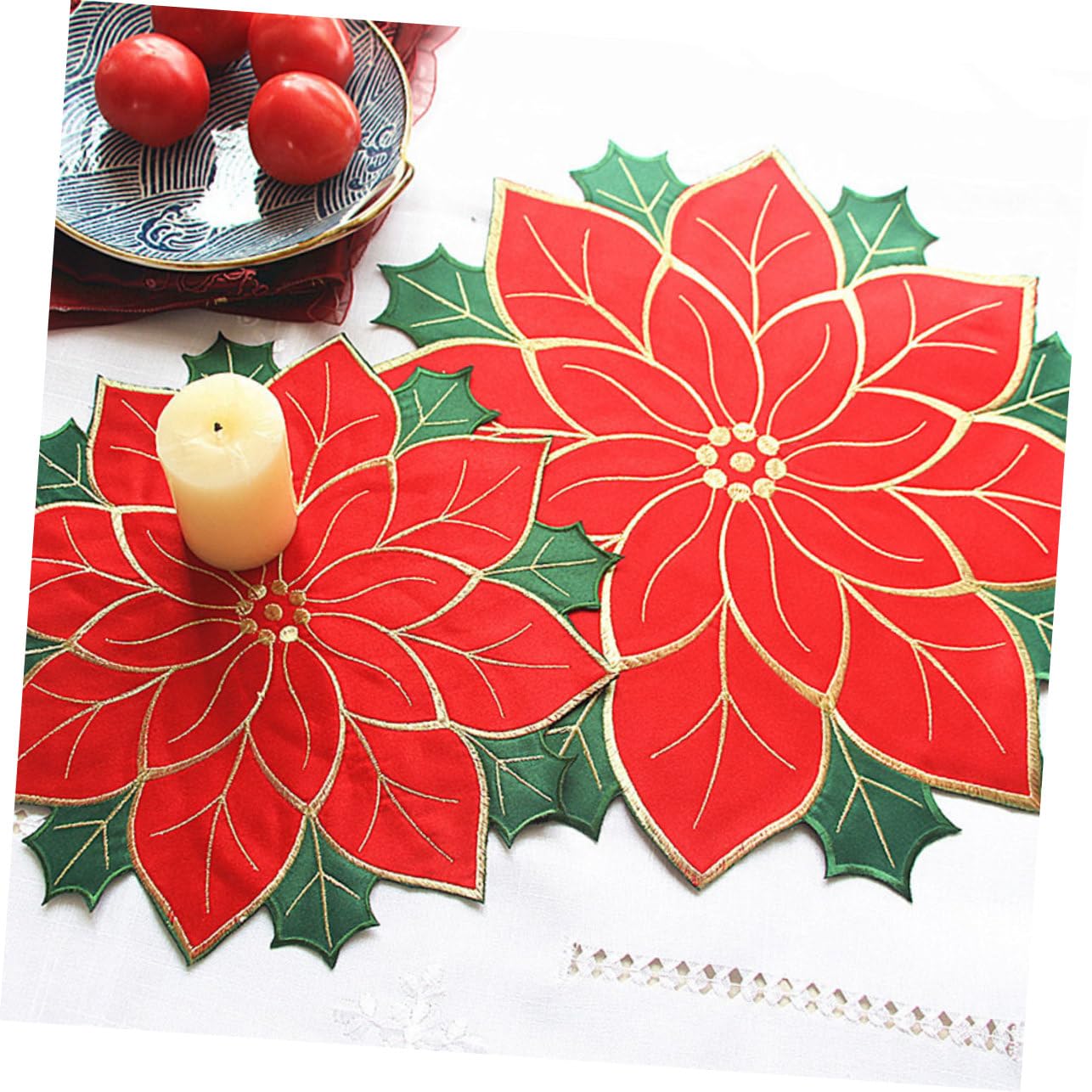 HEMOTON 4pezzi Tovaglietta Natalizia Decorativa Resistente Stuoia Da Tavolo Con Motivo Festivo Per Casa e Ristorante Facile Da Pulire e Conservare Atmosfera Accogliente Per Festività
