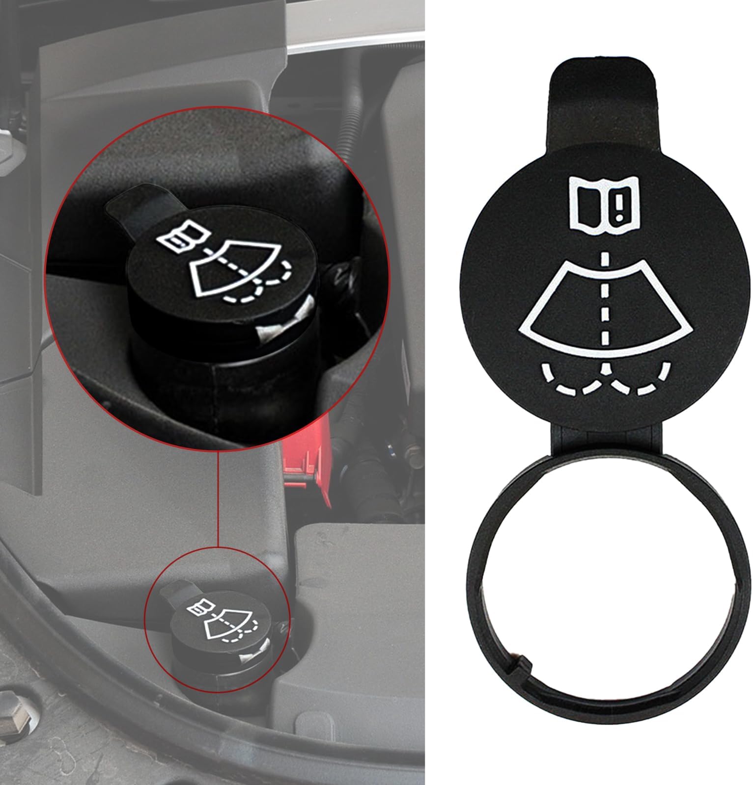 Windshield Wiper Fluid Cap - Fluid Tank Bottle Cap for Windshield Reservoir, Compatible with Chevrolet, Buick, GMC, Cadillac Canyon, Replacement Part OEM #13227300, 12767700, 12788573