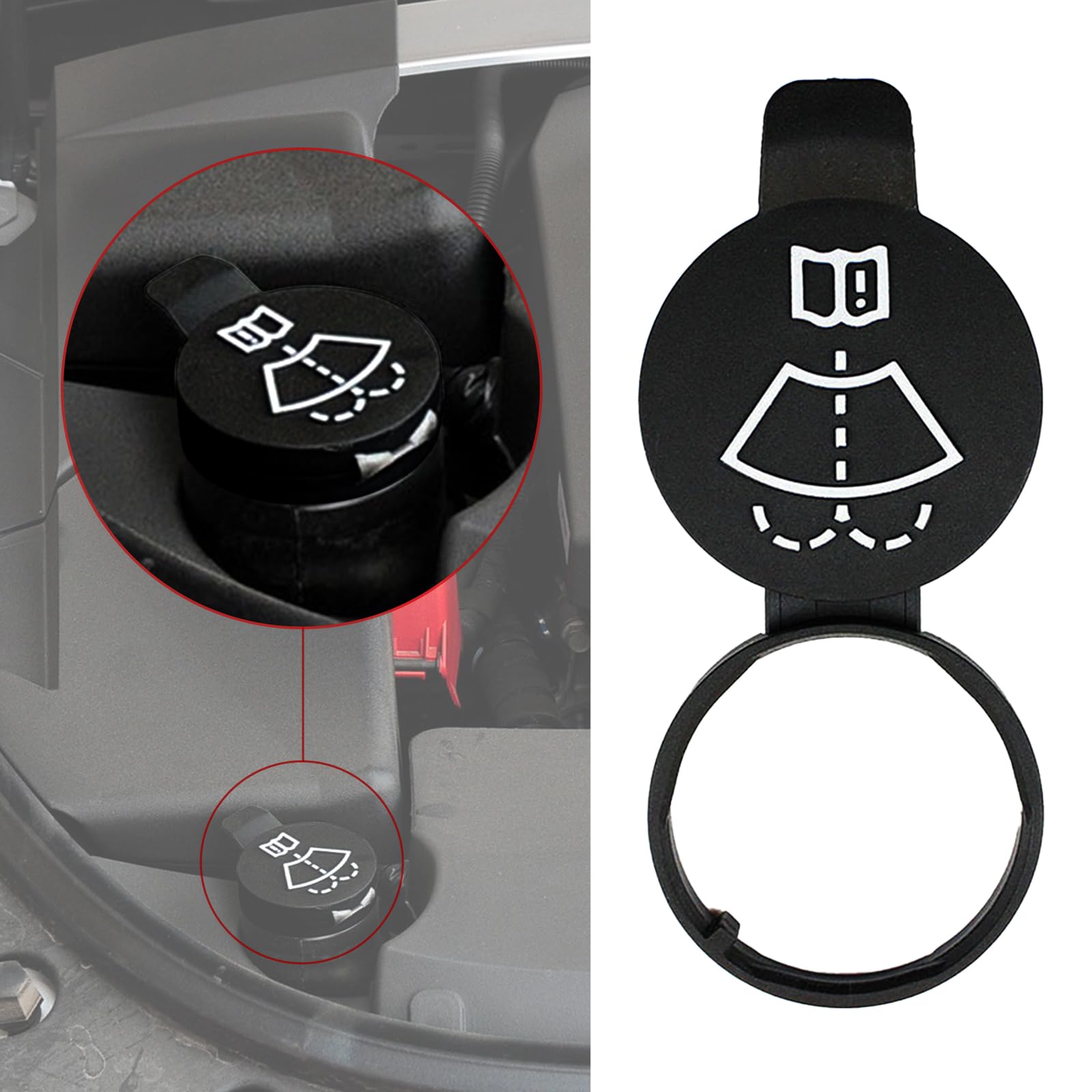 Windshield Wiper Fluid Cap - Fluid Tank Bottle Cap for Windshield Reservoir, Compatible with Chevrolet, Buick, GMC, Cadillac Canyon, Replacement Part OEM #13227300, 12767700, 12788573
