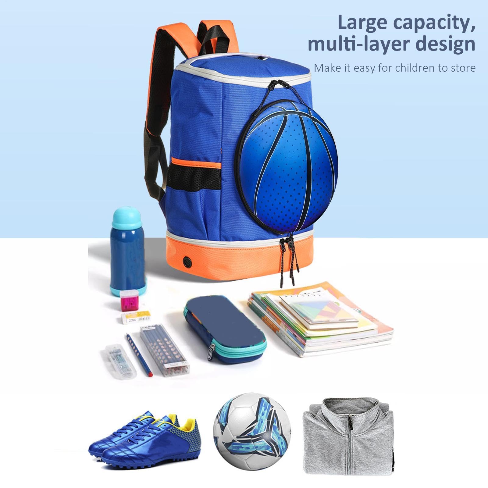 Mochila de fútbol para hombres, Mochila de baloncesto Bolsas para equipos | Bolsa de almacenamiento Bolsa de deporte para baloncesto, voleibol, fútbol, ​​entrenamiento, viajes, escuela,