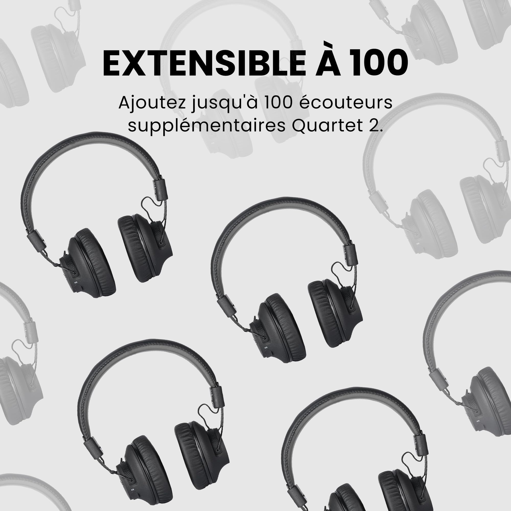Avantree Quartet 2 - Système de Casque de Groupe sans Fil Compatible Bluetooth pour TV, église, silencieuse, Faible Latence et Voix claires - Connectez Plusieurs écouteurs à Un téléphone, PC, TV