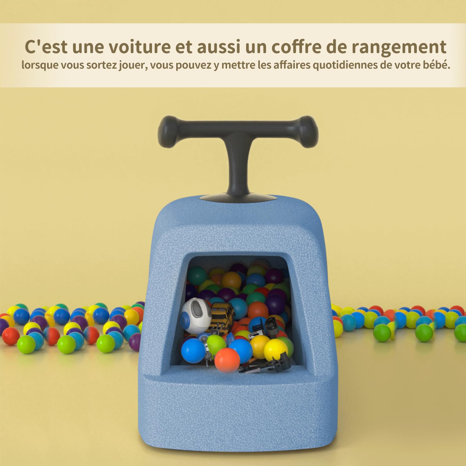 Auto portante multifunzione per bambini, 52 x 22,5 x 24 cm, design cartone animato, beige (blu)