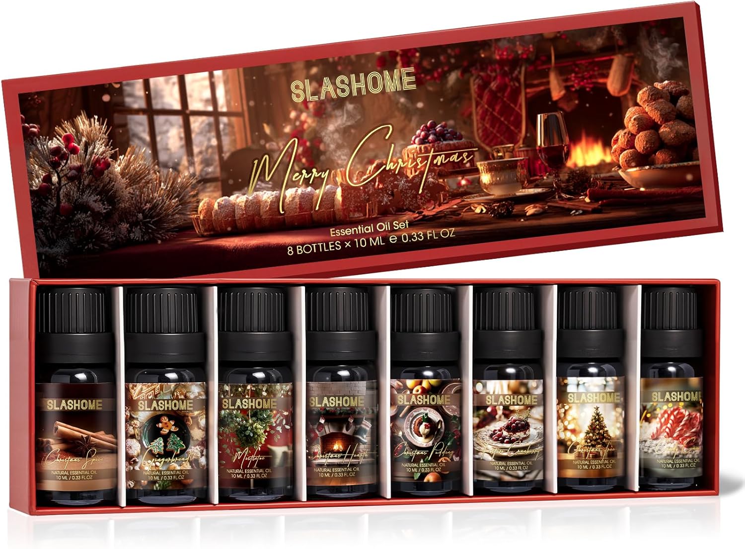 Christmas Essential Oils Gift Set, 8 Pcs Winter Essential Oils for Diffusers for Home, Candle and Soap Making, Aromatherapy Oils for Diffuser, Humidifiers, Skin Care, Massage, Gift for Women & Men