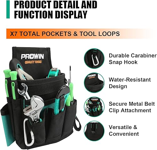 Miniatura 4 de Prowin - Organizador de bolsillo con accesorio duradero, cinturón de herramientas para electricistas, cinturón de herramientas para carpinteros,