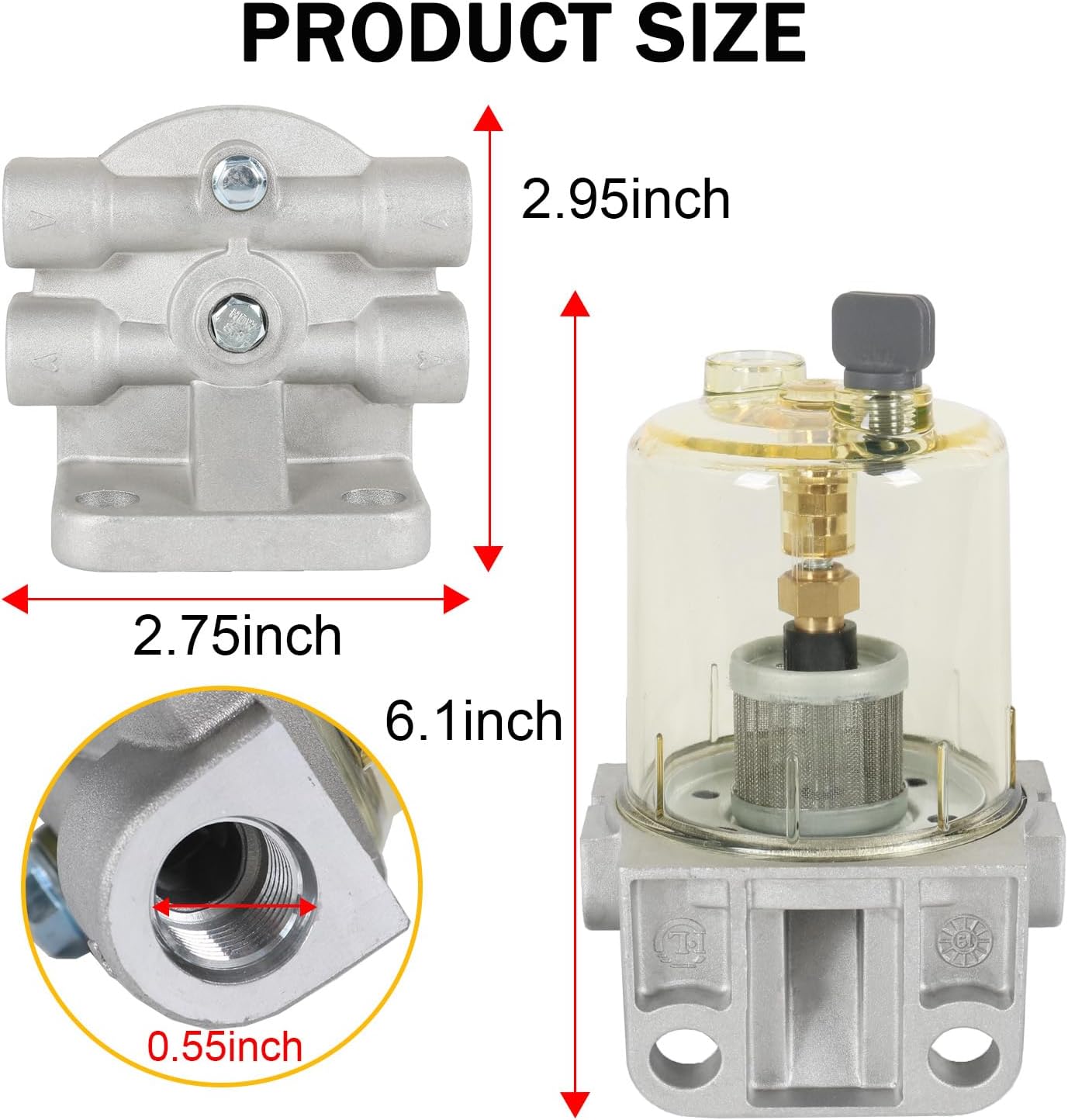 Fuel Sedimenter Filter 32908400 Compatible with JCB Backhoe 1400B 1550B 1600B 1700B 214 215 216 217 3C 3CX 3D Replace 32/908400 32-908400 32908400