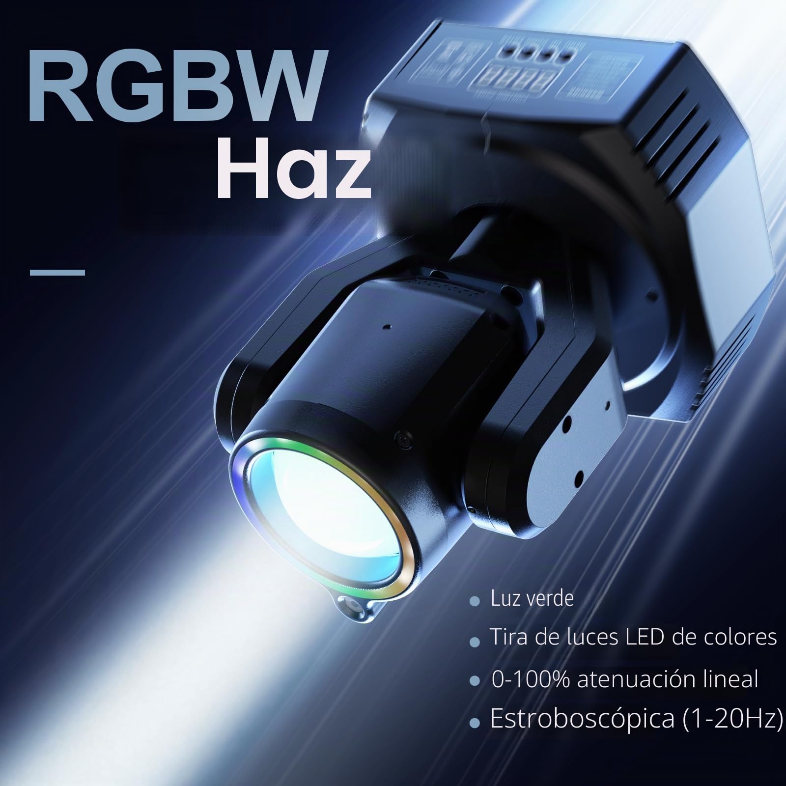 Mini Cabezas Móviles LED 30W, 2PCS Luces de Escenario RGBW Beam, DMX512 Activado por Sonido Las Efectos de Luz con Mando a Distancia para DJ Bar Fiesta Discoteca Boda