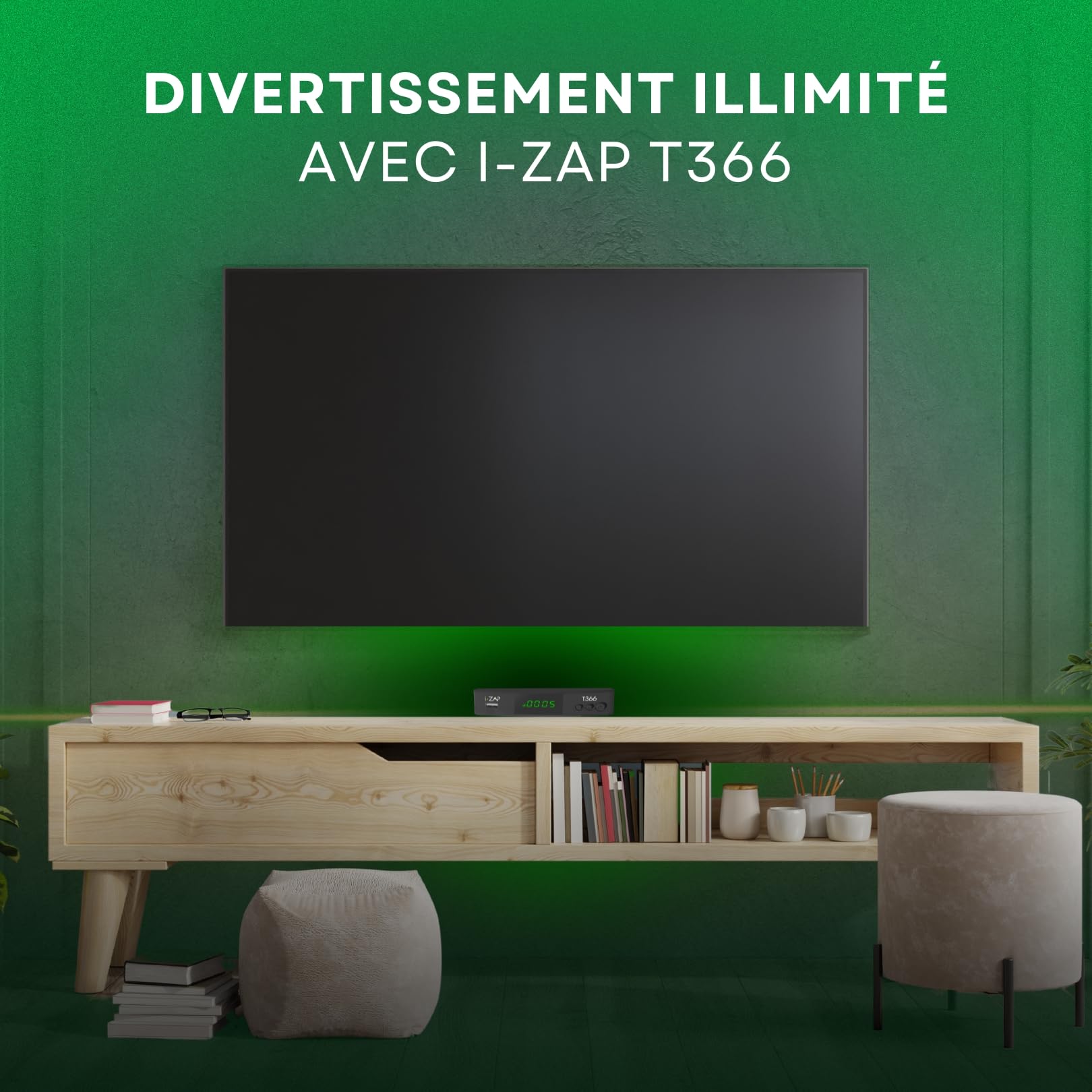 T366, Decodeur TNT HD 2025 DVB-T2 avec Télécommande Universelle, Decodeur TV HDMI/SCART/USB/Ethernet, Boîtier TNT avec Mise à Jour USB et Lecteur multimédia