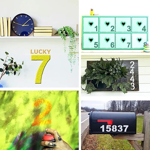 Miniatura 7 de Juego de plantillas de números grandes de 8 pulgadas, juego de plantillas de números de dirección del 0 al 9, plantillas de pintura de números de