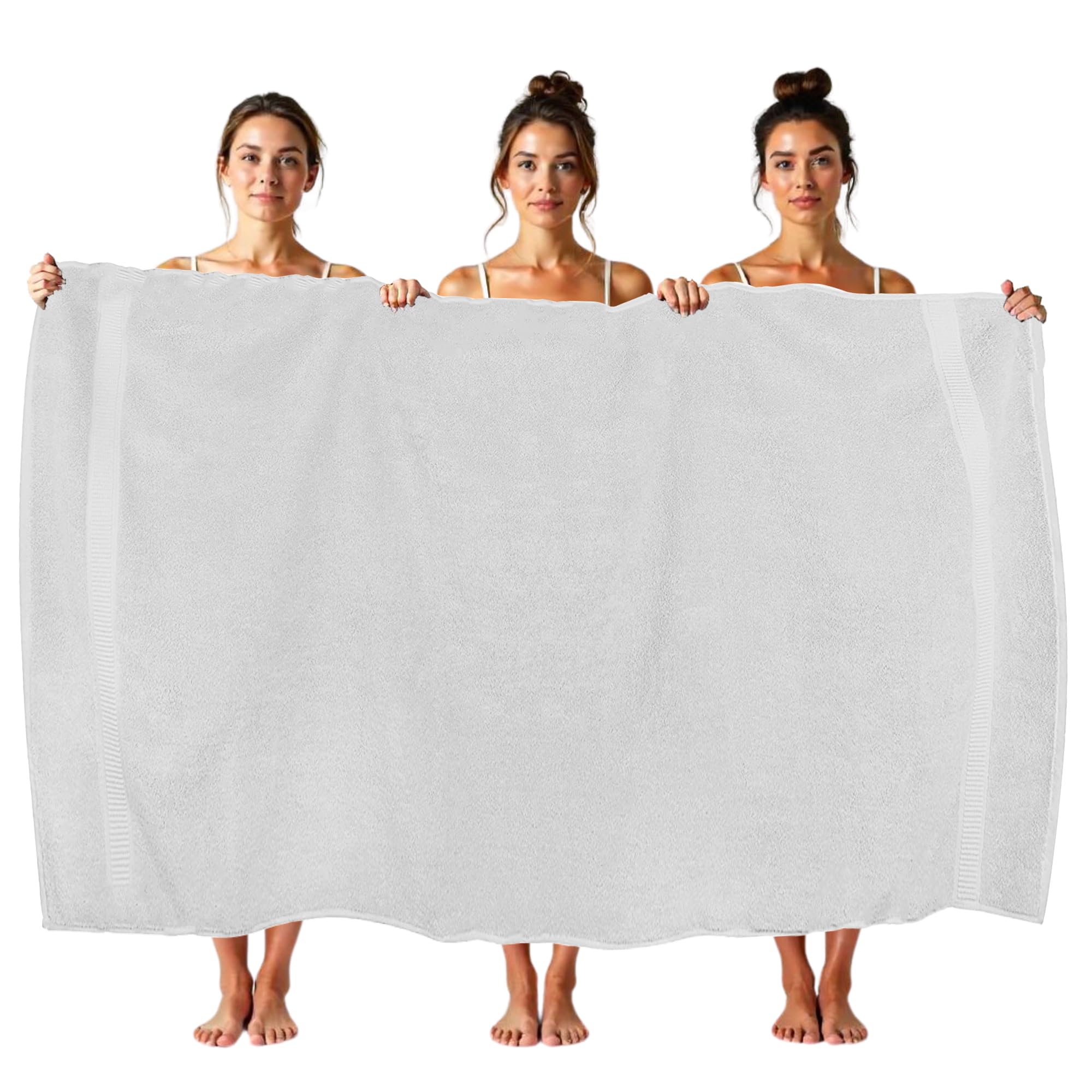 HOUSEGADS Luxury Jumbo Bath Sheet - 600 GSM 100% Ring Spun Cotton - Highly Absorbent and Quick Dry - Extra Large Bath Sheets Towel - Super Soft - Hotel Quality Towels 90 X 180 CM (4, White)