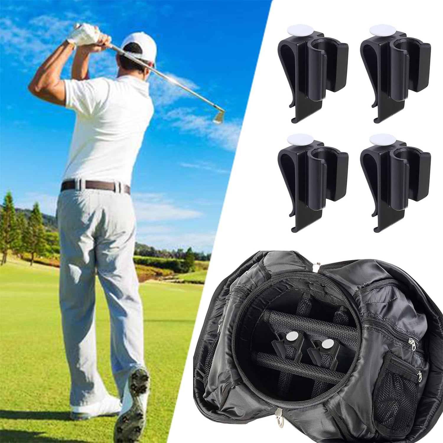 16pcs Golf Club Bag Clips On Putter Clamp Organizer Holder, Plastic Putting Clip Golf Accessories for Men Women Golfer Set