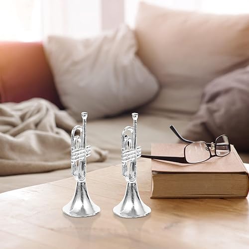 Miniatura 5 de NUOBESTY Modelo miniatura de trompeta musical, 12 piezas de juguetes de trompeta de plástico, mini adornos decorativos para instrumentos musicales,