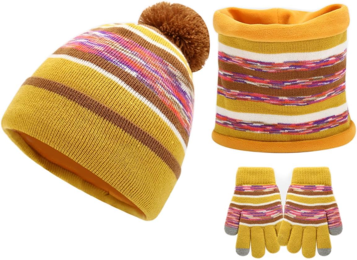 Fleece Lined Winter Set - Hat Scarf Gloves Cold Protection Trio