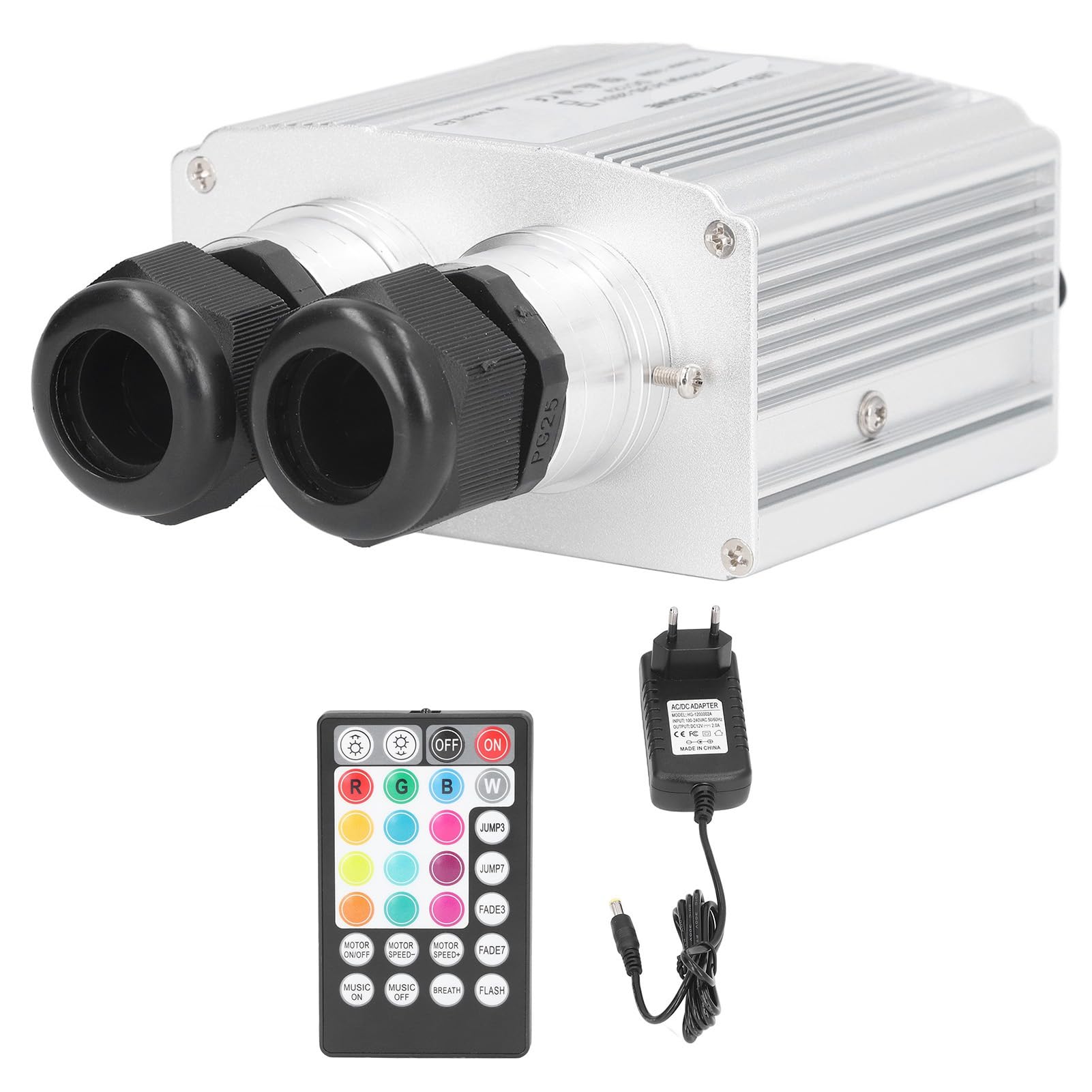 Luce a Fibra Ottica 16W RGBW con Telecomando, Illuminazione Decorativa a Doppia Testa per Casa Arte Tende Schermi Auto, Controllo Vocale Luci LED Effetto Lampeggiante