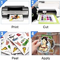 Vista 7 de Papel adhesivo de vinilo para impresora de inyección de tinta - 8.5" x 11", 20 hojas BLANCO BRILLO