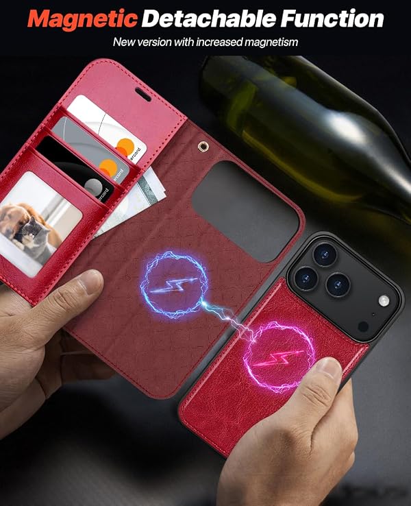 OCASE for iPhone 18 Pro/17 Pro Detachable 2 in 1 Wallet Case-Red by OCASE - Used condition - Image 4