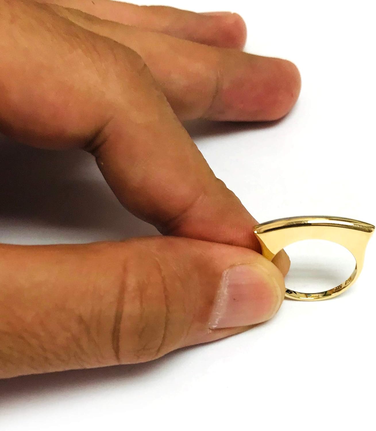 14k Yellow Gold Square Bar Ring, Size 7 - Image 4