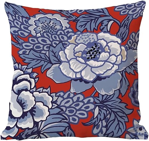 Vista 59 de ArogGeld Chinoiserie - Fundas de almohada escénicas asiáticas, estilo asiático, funda de almohada azul y verde Kelly, funda de cojín para decoración