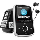 MP3 Player with Bluetooth and Sports Clip &vert; Earbuds Included&comma; Expandable to 128GB &vert; Bluetooth Music Player&comma; HD Color Screen&comma; 34 Hours Battery Life &vert; SD and USB-C &vert; Majority MP3 GO Music Player