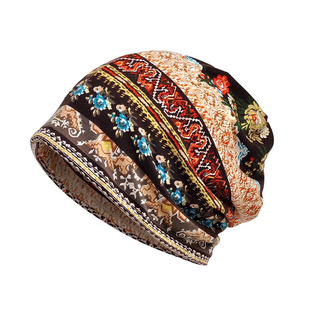 TREESTAR Bohemian Style Hat Dual-Use Printing Scarf Warm Flocking Hat Scarf Anti-Air-Conditioning Settings Outdoor Unisex 1PCS 29x28cm / 11.4x11