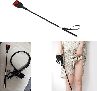 Red Double Layered Heart Riding Crop, Quality Leather Riding Crop, Black Riding Crop, Double Clapping Whip