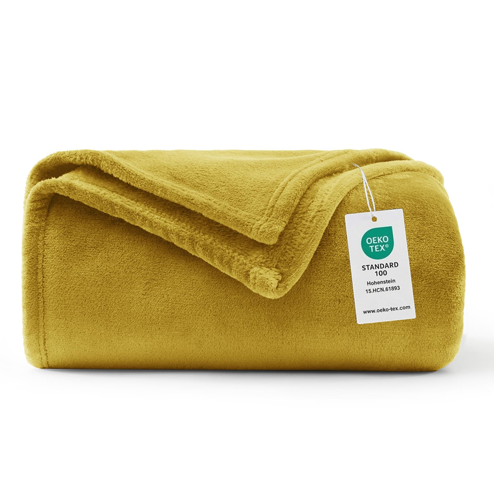 WAVVE Coperta Plaid Pile di Flanella 260gsm - 150x200 cm, Giallo - Coperta Pelosa 200x150 - Divano/Letto Singolo/Matrimoniale, Copridivano di Microfibra Calda e Morbida