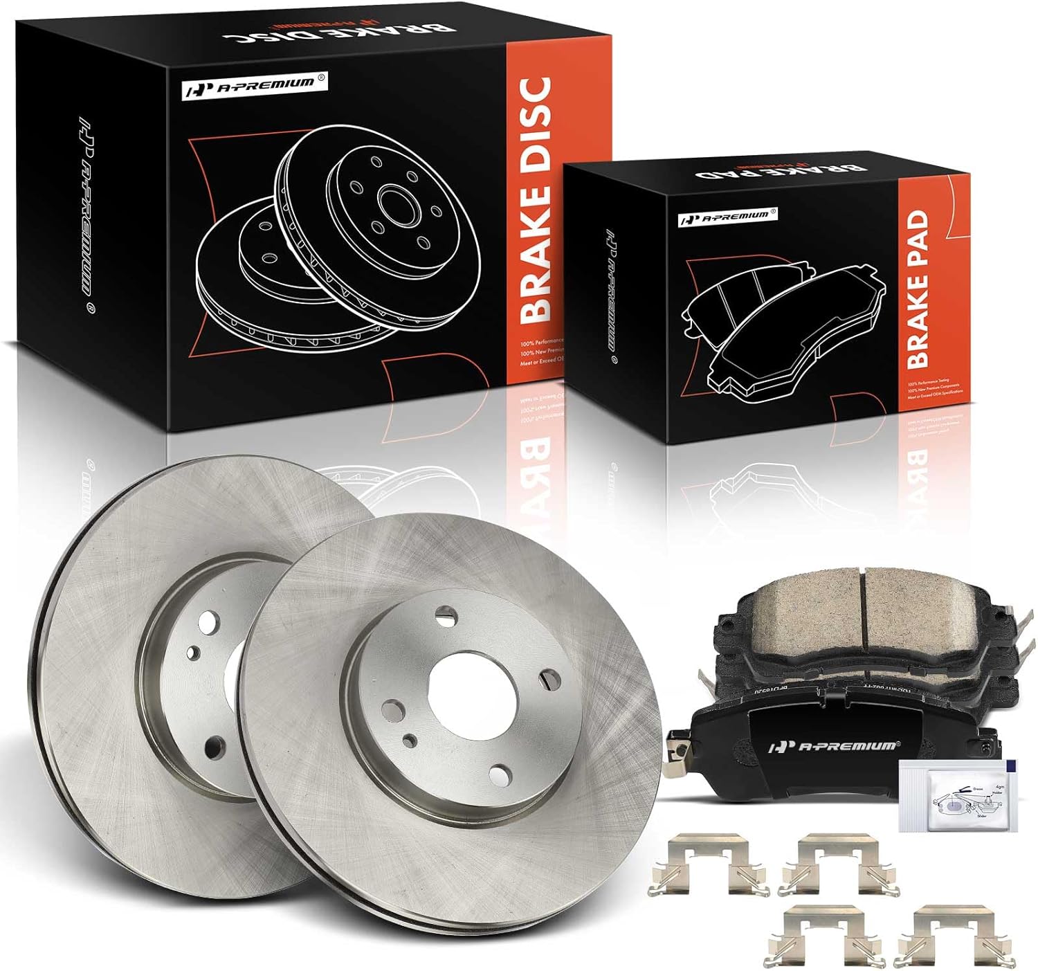 A-Premium 10.14 inch (257.7mm) Front Vented Disc Brake Rotors + Ceramic Pads Kit Compatible with Select Toyota and Scion Models - Yaris iA 2017-2018, Yaris 2019-2020, iA 2016, 6-PC Set