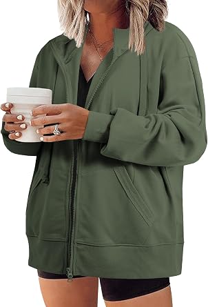 Eytino Women Plus Size Sweatshirts Long Sleeve Zip Up Oversized Casual Hoodies Jackets 2026 Fashion Fall Outfits1X-5X