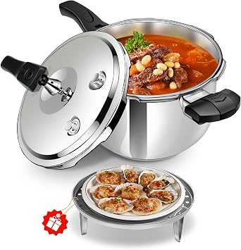 3.2Quart Premium Stainless Steel Pressure Cooker | Food-Grade MINI Stainless Steel, Induction Compatible, Safe & Durable Small Pressure Cooker for 2-3 People