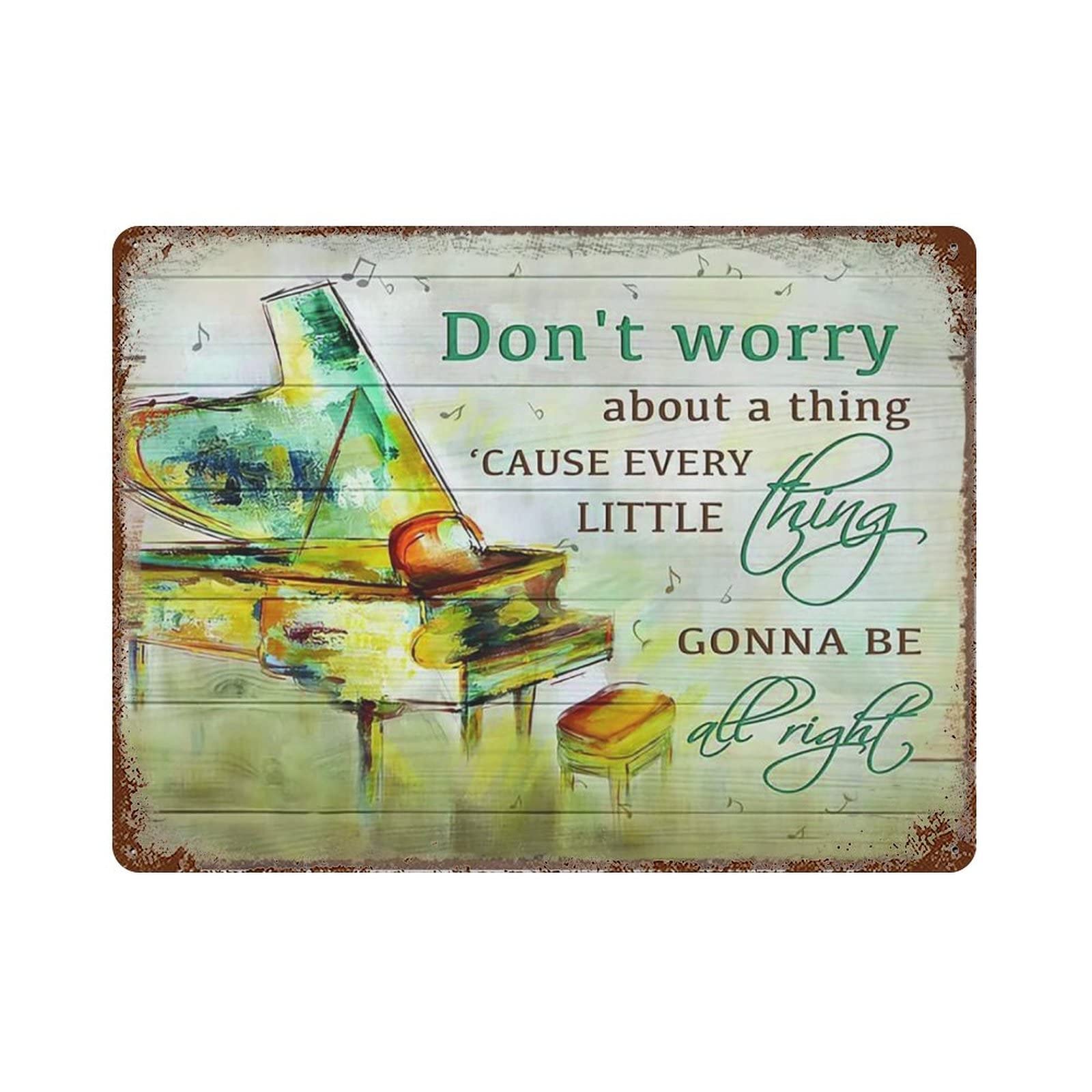 AOOEDM Don't Worry About Thing Metal Tin Signs for Man Cave Funny Art Wall Plaque Kitchen Bar Sign Coffee Shop Garage Wall Decor Hanging Decor