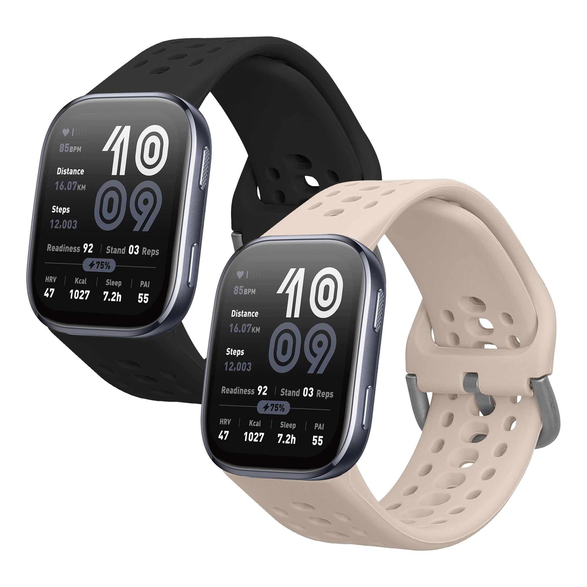kwmobile Pulsera compatible con Huami 22mm Amazfit Bip 6 / Bip 5 Unity/Bip 5 / GTS 3 / Balance 2 / Helio Strap correa - 2x Correas de silicona flexible - Tamaño ajustable