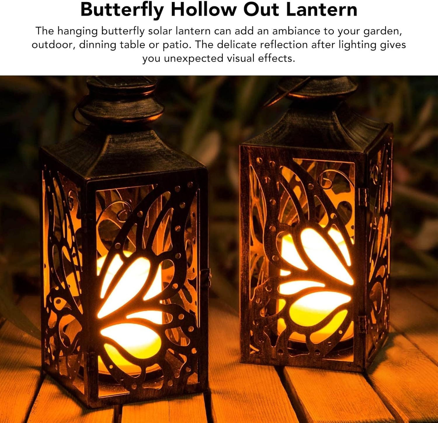 LED Solar Lantern Outdoor Hanging Hollow Out Solar Light for Retro Garden Decor