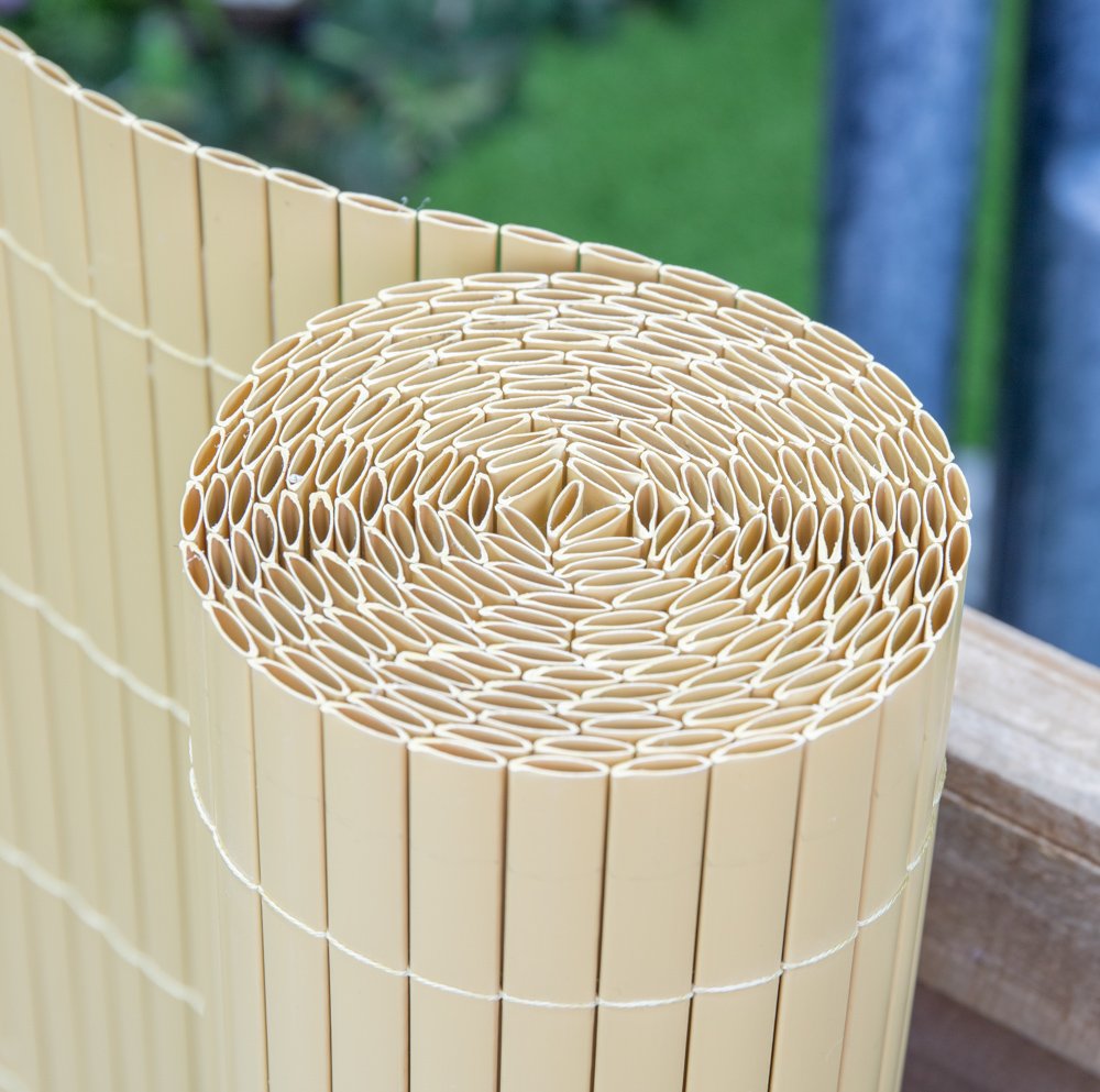 Primrose Beige Papillon Artificial Bamboo Cane Plastic Garden Fence Screening Roll Privacy Border 4M X 1M (13Ft 1In X 3Ft 3In)