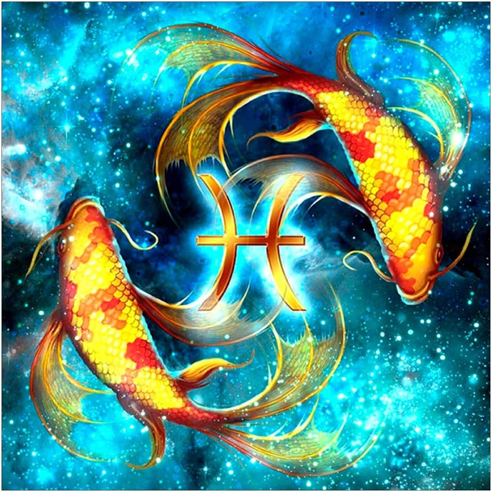 Better Selection 5D DIY Full Drill Constellation Diamond Art Aquarius Cross Stitch Zodiac Signs Embroidery Mosaic Kit Home Decor Wall Art Gifts Pisces