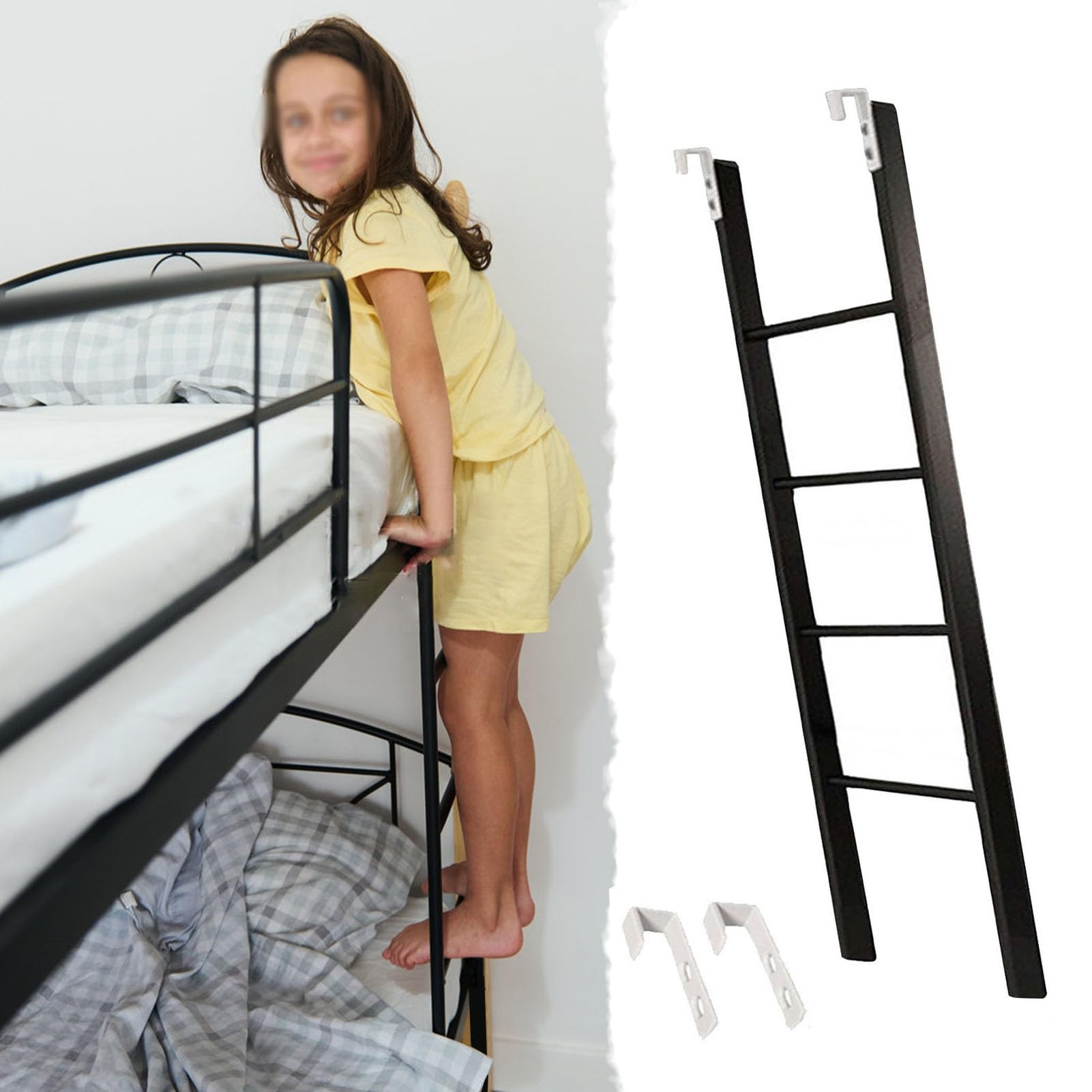 HYLYGFH Black Bunk Bed Ladder Adjustable 4569in Durable Bed Ladder for School & Home Safe and Sturdy Design Perfect for Bunk Beds and Loft Beds