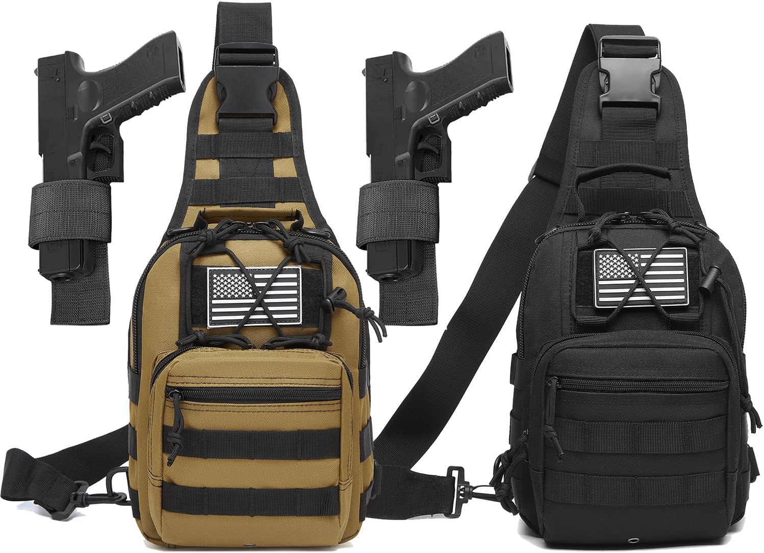 ATBP Small Tactical Sling Bag for Men with Holster Military EDC Shoulder Bag CCW Crossbody Bag 7 Liters