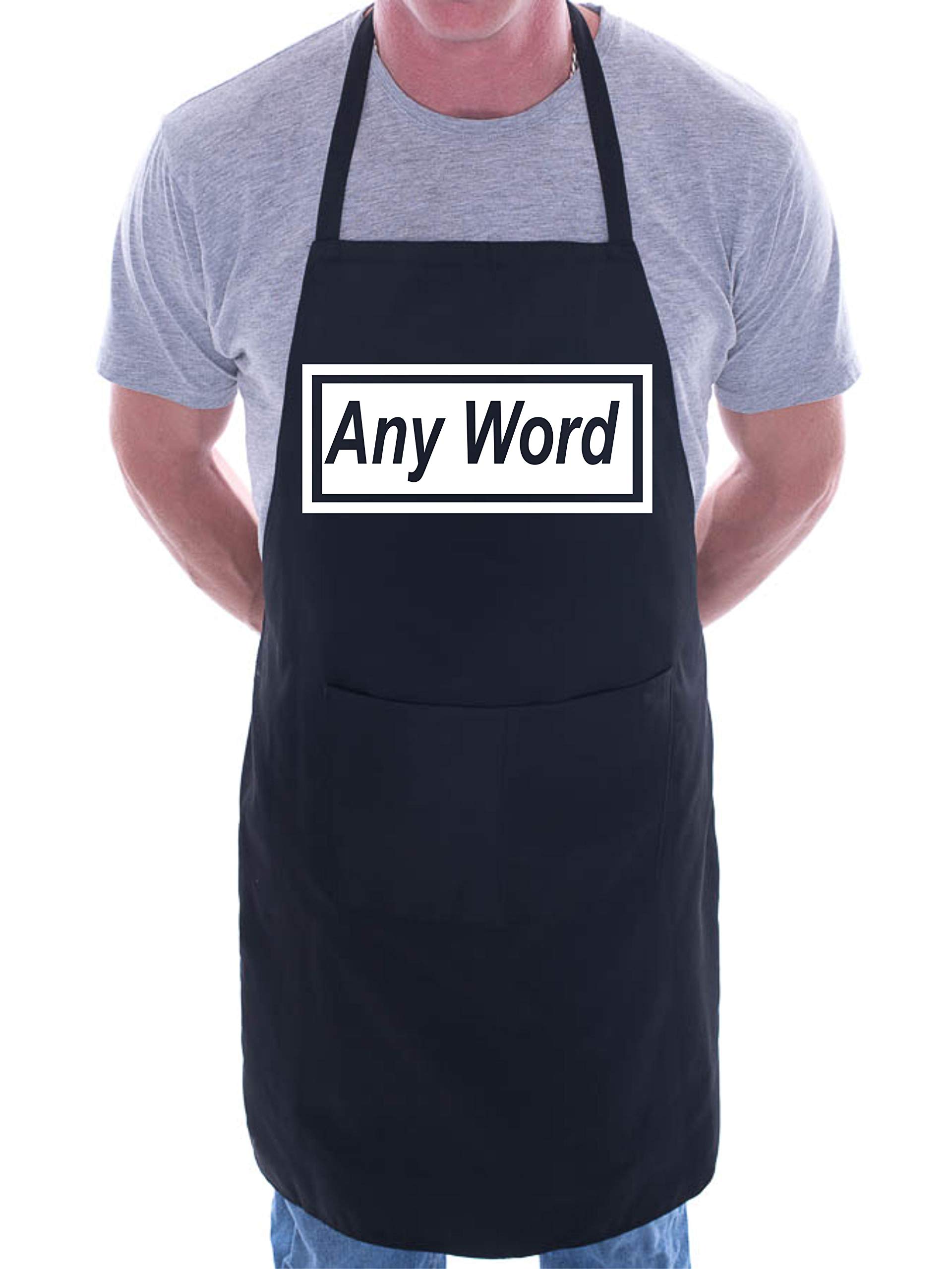 Print4U Customised Apron BBQ Any Word You Want Name Song Black