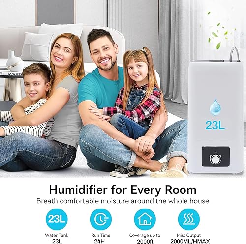 Miniatura 2 de Humidificadores industriales comerciales para toda la casa, 2000 pies cuadrados, humidificador de habitación grande, 67.6 fl ozh 23.8L6.2 galones,