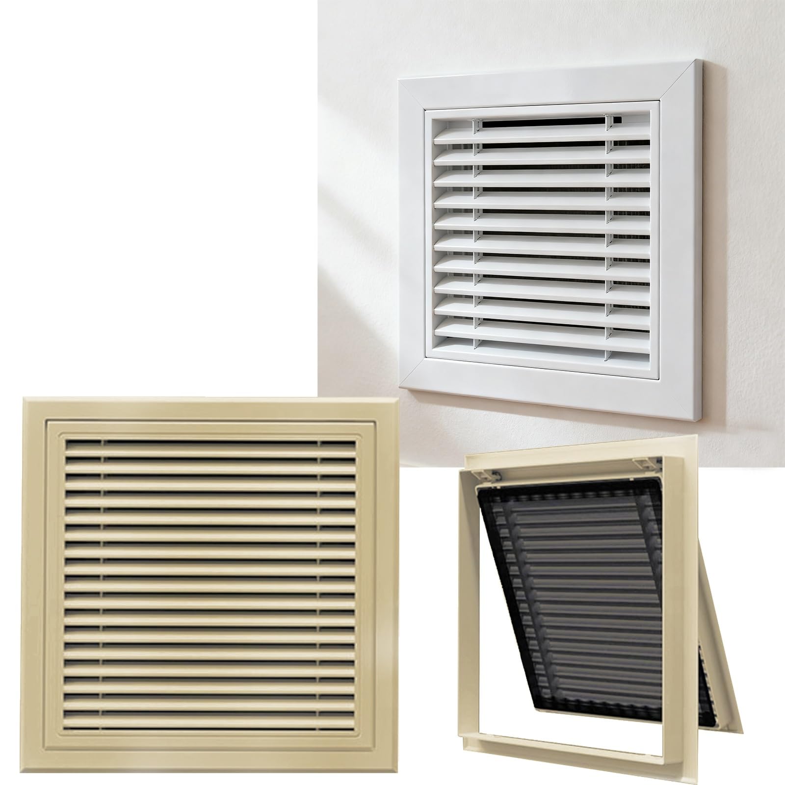 Grille d'aération en aluminium beige 30,5x35,6 cm pour la ventilation de bureau
