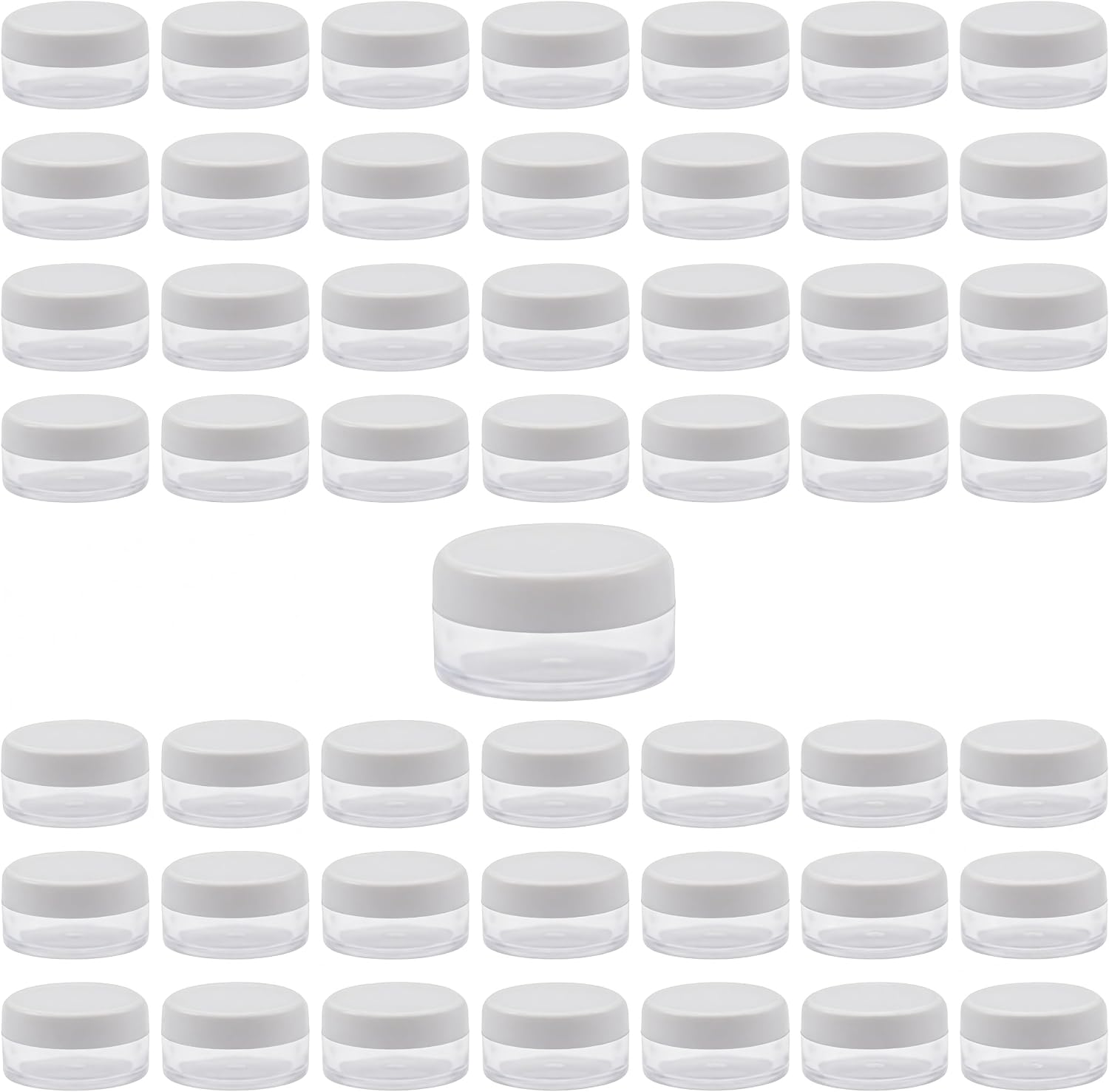 50 Pieces Round Cosmetic Jars 5 Gram Small Sample Pot Jars with Lids Mini Makeup Sample Containers Tiny Samples Jars for storing various cosmetic DIY Making（White/5g）
