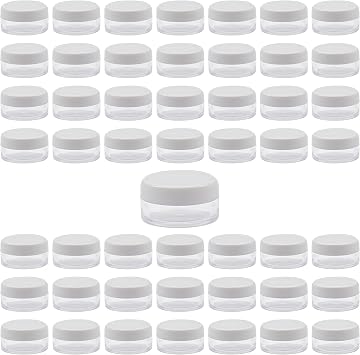50 Pieces Round Cosmetic Jars 5 Gram Small Sample Pot Jars with Lids Mini Makeup Sample Containers Tiny Samples Jars for storing various cosmetic DIY MakingWhite/5g