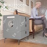 Table de chevet intelligente avec tiroir à glissière, Table de nuit avec recharge sans fil, Tables de chevreau avec borne de charge,2 USB, LED Lumières Bluetooth haut-parleur table latérale pour chambre / salon