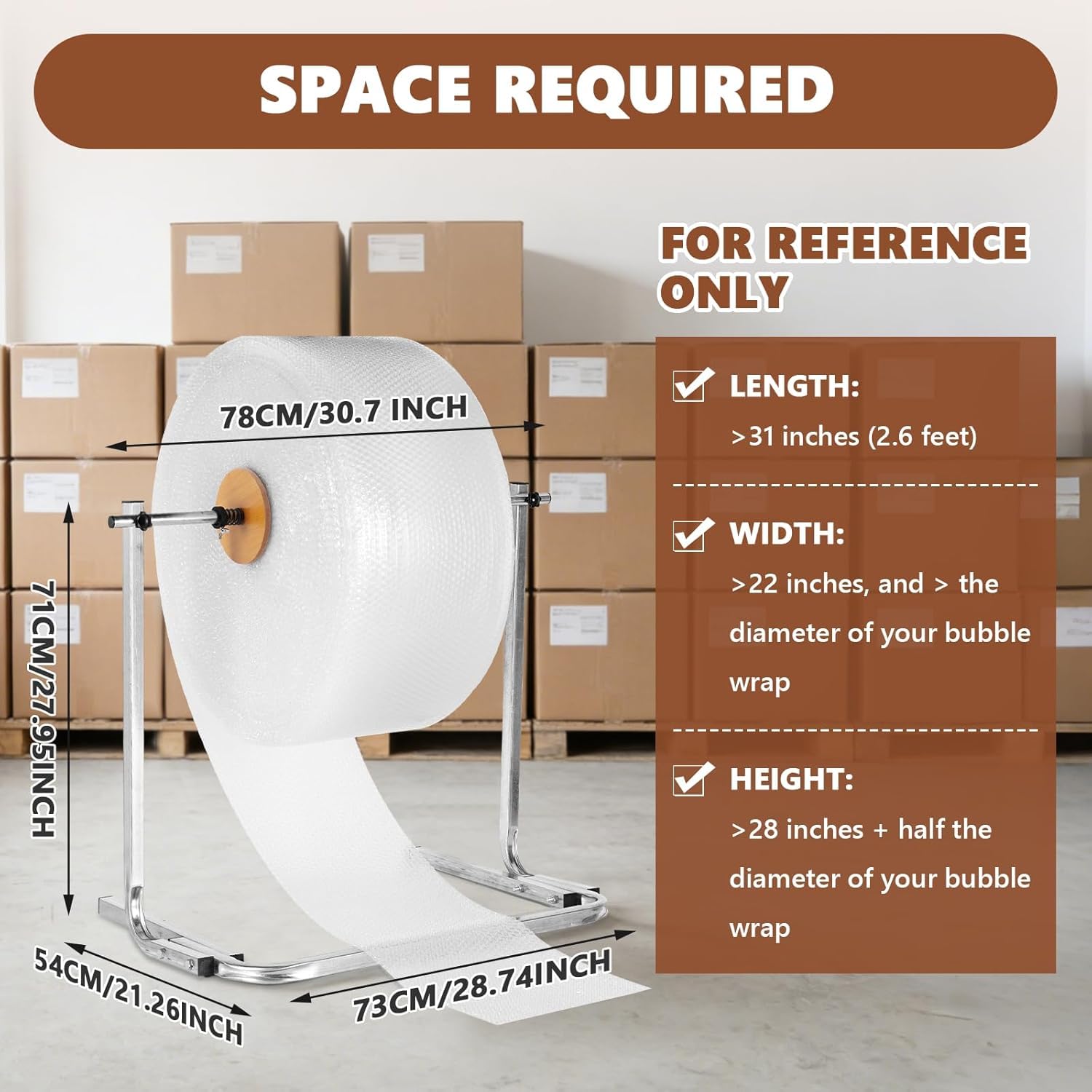 TYH Dispenser per Rotolo di Pluriball da 60 Cm, Porta Rotolo Verticale con Facile Sostituzione della Pellicola, Supporto Manuale da Tavolo per Pluriball E Pluriball per Imballaggio