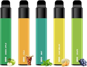 Disposable Electronic Cigarette, 20,000 Puffs, 5 Flavor Set, Heavy Smoke, Large Capacity, Portable Vapor Cigarette, VAPE, Vape, Nicotine-free, Tar-free, Ideal for Quitting Smoking, WOO