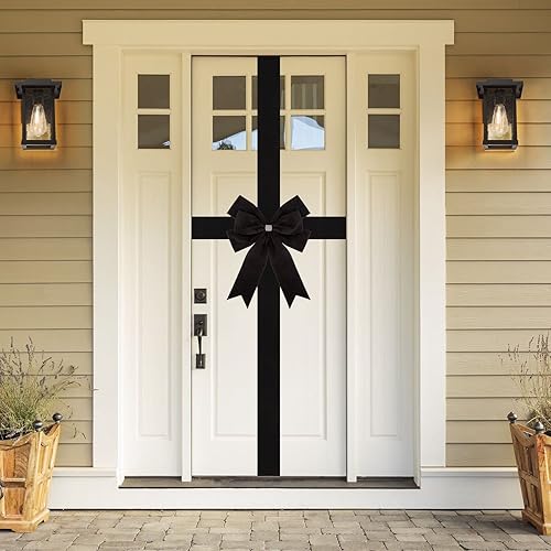 Miniatura 3 de Meseey 1 lazo grande de terciopelo verde navideño para puerta de gabinete, lazos para puerta de puerta, corona de Navidad, arco de Navidad,