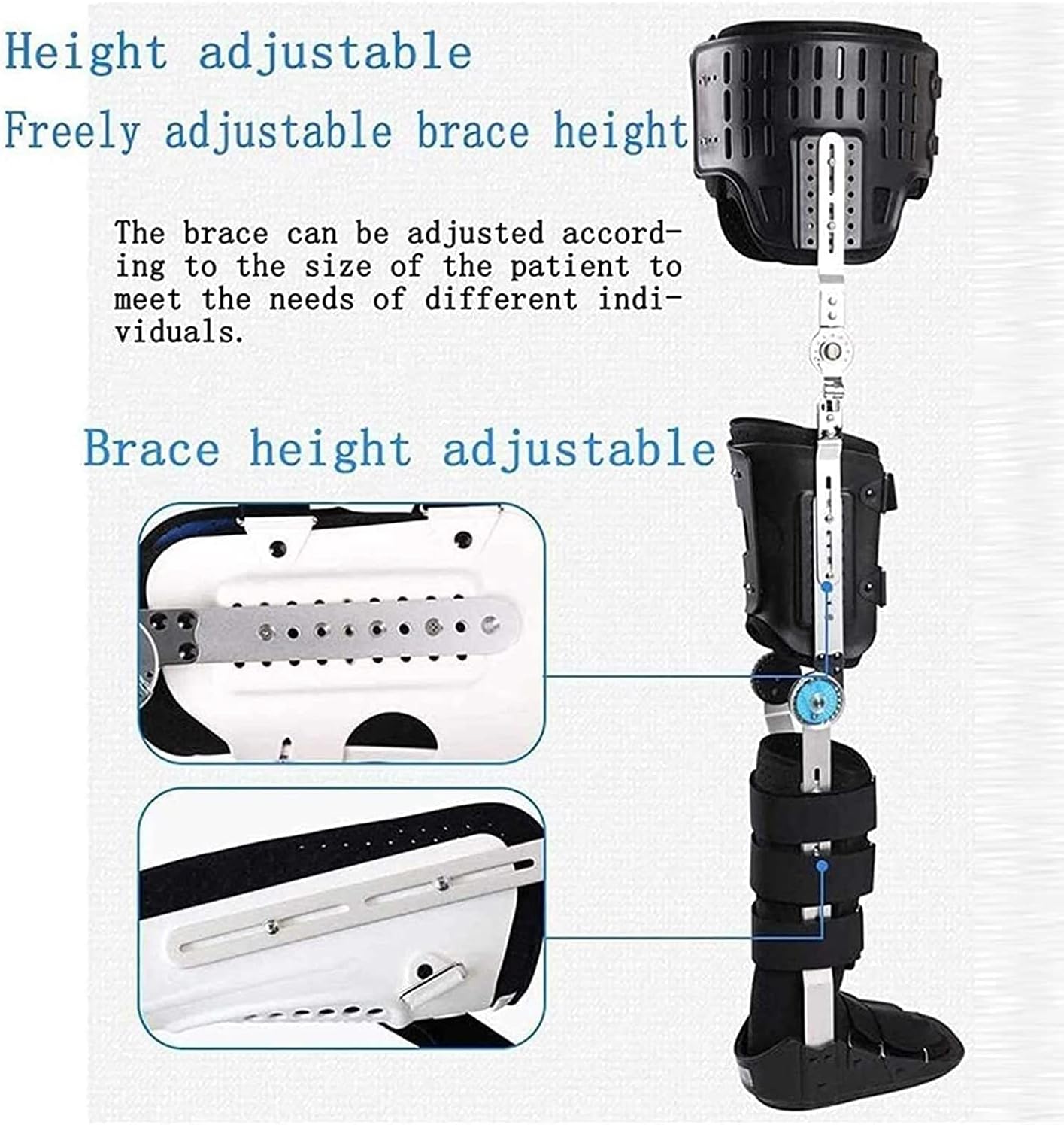 Foot Fixation Orthosis Reusable, Hinged Hip Knee Ankle Support for Thigh Leg Fracture Foot and Orthotics of Lower Limbs Knee Ankle(A-Ss)