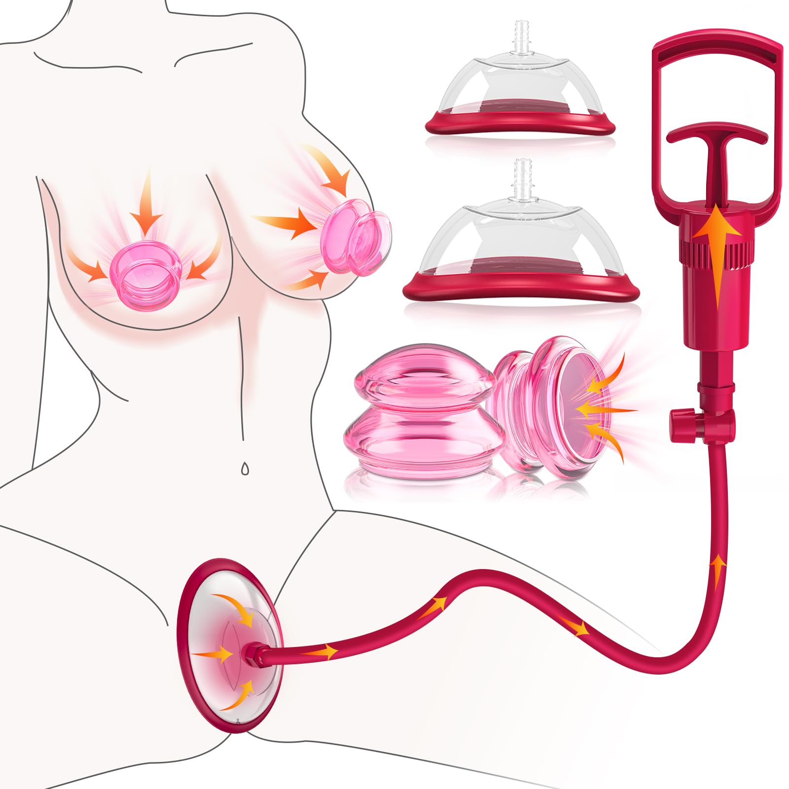 Pussy Pump Nipple Pump Set Women Sex Toys, Vagina Pump Clitoral Pussy Sucker Sexual Pleasure Tools for Women with 4 Strong Suction Cups,BDSM Nipple Sucking Toys Include 2 Pussy Cups & 2 Nipple Cups