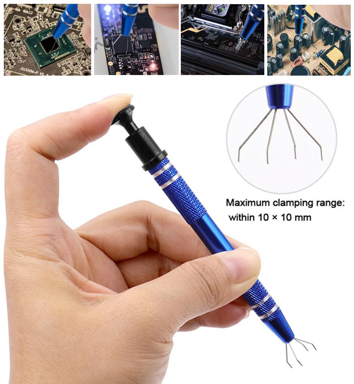 Velleman Set Complet 4 Pincettes Précision Argentées - Nez Courbé, Spatule, Verrouillage, Standard - Électronique & Bijoux